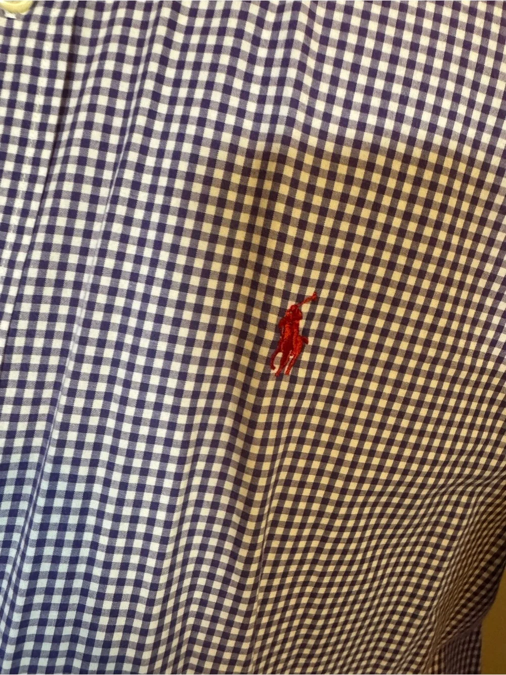 Ralph Lauren Purple Gingham Short-Sleeve Polo Shirt “Blake” Large